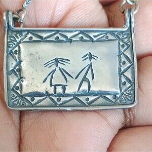 Didae Israel Adam & Eve 925 Sterling Silver Vintage Necklace Tested